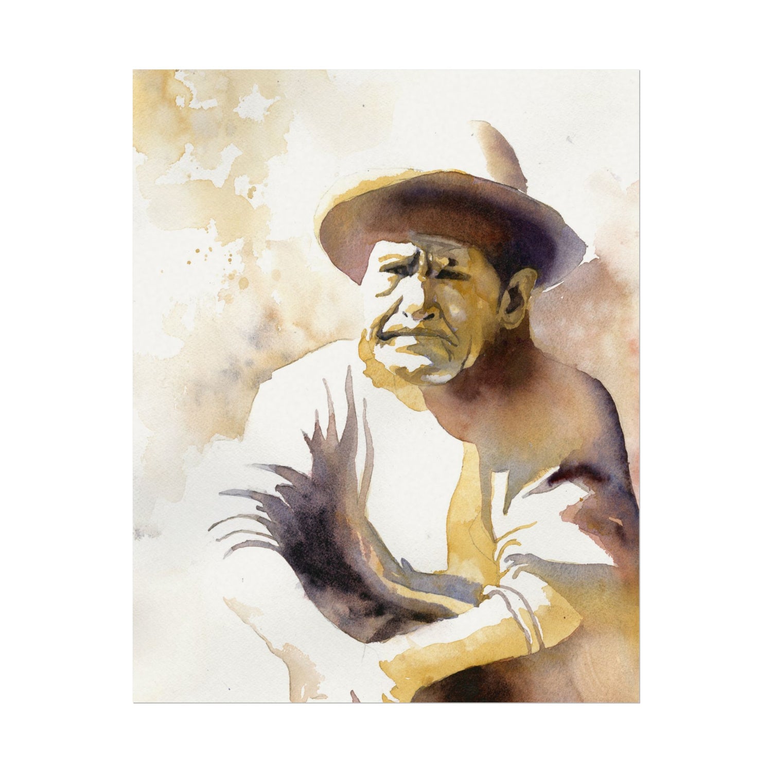 Peruvian woman in traditional dress Sacred Valley market artwork portrait South American Machu Picchu Cusco travel decor Poster