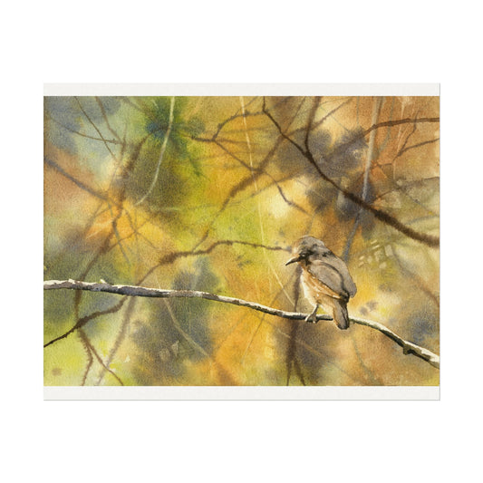 Watercolor painting songbird branch forest decor for house handmade item unframed artwork kids room decor colorful poster