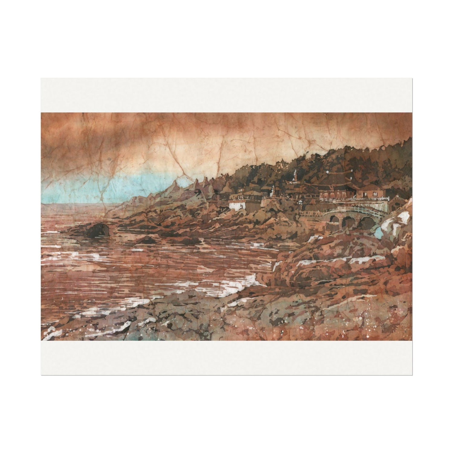 Busan Haedong Yonggung Temple watercolor poster | Korean landscape art Poster