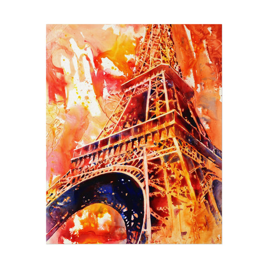 Eiffel Tower Watercolor Poster Paris Skyline France Colorful Wall Art French Decor Handmade Item Europe (print) Poster