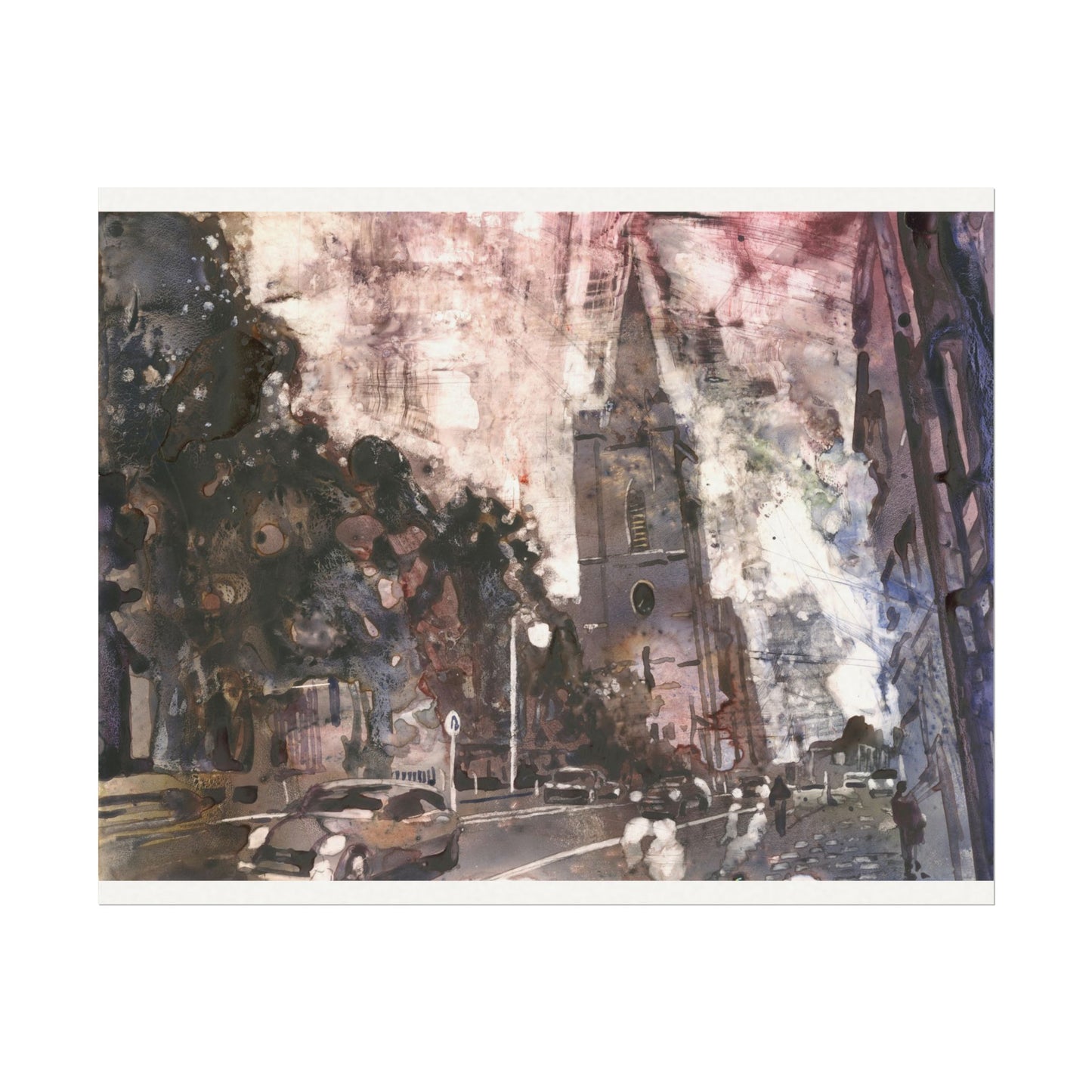 St. Patricks Cathedral Dublin Ireland colorful watercolor painting Europe cityscape art for house travel essentials (print) Poster