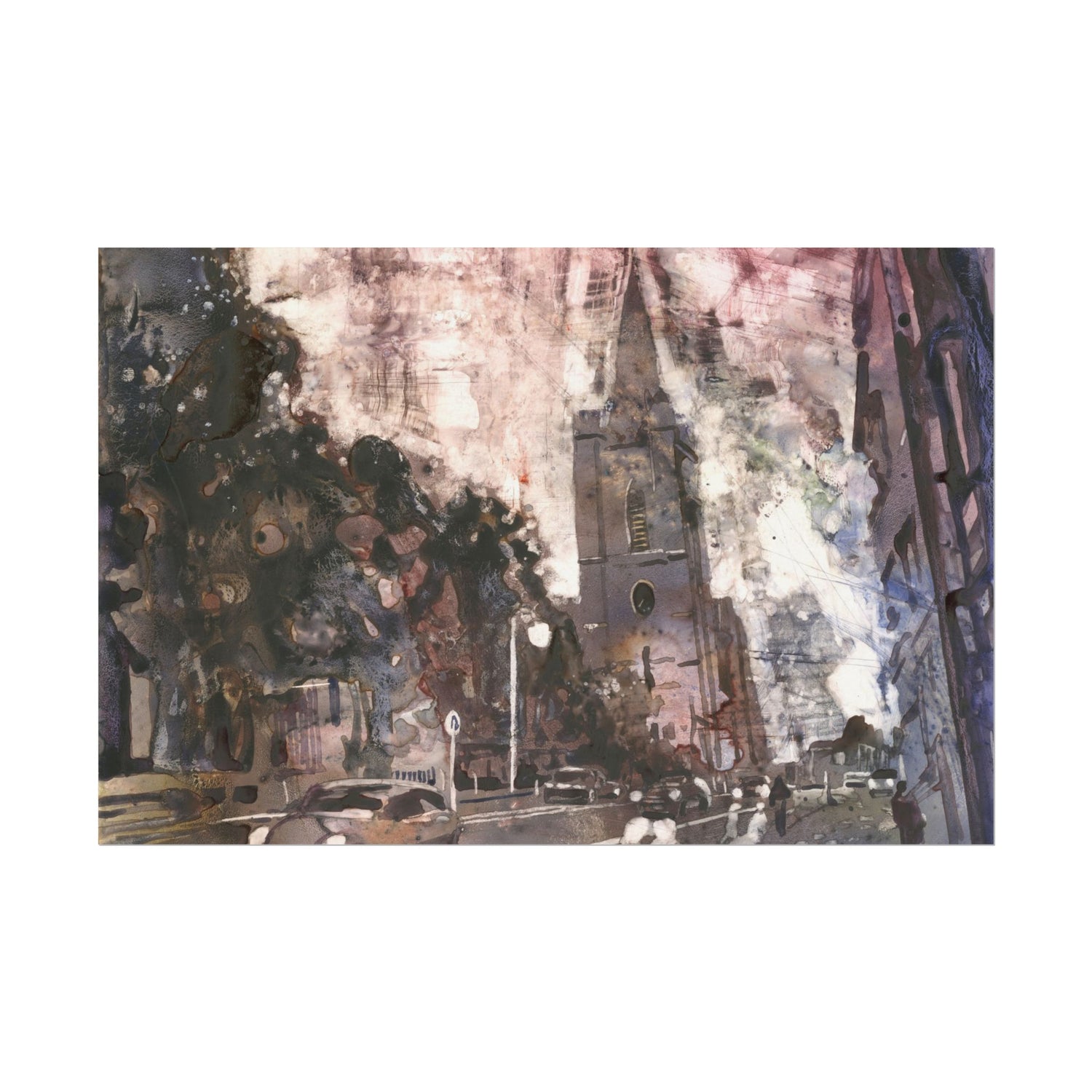 St. Patricks Cathedral Dublin Ireland colorful watercolor painting Europe cityscape art for house travel essentials (print) Poster