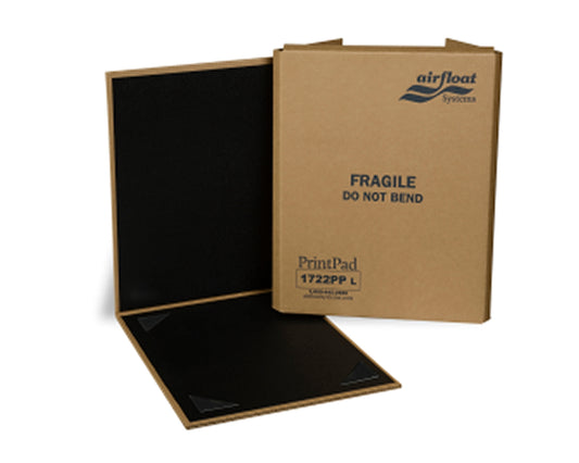 Protective shipping container showing safe, flat packaging of original watercolor paintings—artwork is sandwiched between puncture-proof HDPE plastic with full insurance and tracking, ensuring secure delivery of fine art prints and framed pieces for interior design, home decor, or thoughtful gifts.