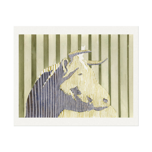 Bull colorful graphic watercolor painting art for house kids room decor barnyard animal interior design artwork