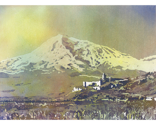 Elegant fine art print of Khor Virap Monastery near the Turkish border, with Mount Ararat rising into a vibrant sky—ideal Armenia travel decor.