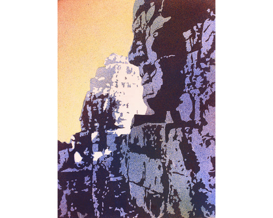 Watercolor landscape of UNESCO World Heritage site Bayon Temple at Angkor Wat, Cambodia with rich colors and historic architecture—perfect home decor accent.