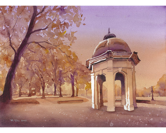 Watercolor wall art of East Carolina University’s Cupola, capturing school pride and tradition.