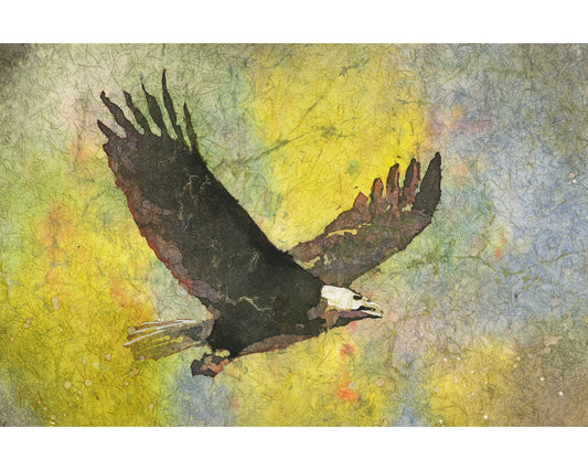Vibrant bald eagle watercolor painting featuring detailed feathers and bold colors—perfect fine art animal decor for kids' rooms or nature lovers' home gallery