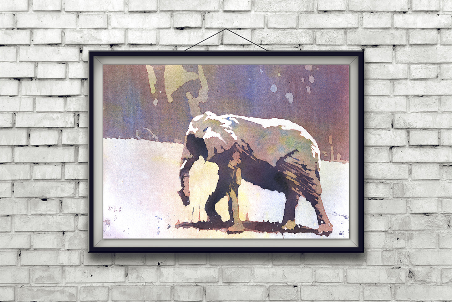 Elephant Crossing The Savannah - Watercolor Painting (print)