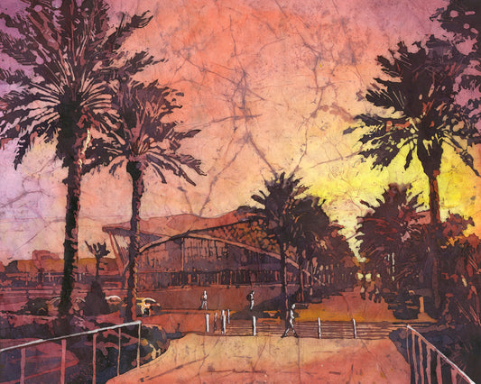 Embry-Riddle college watercolor painting Mori Hosseini Student Union batik artwork gift for alumni artwork for graduates painting (original)