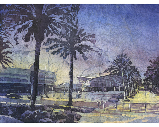 Embry-Riddle college watercolor painting Mori Hosseini Student Union colorful batik artwork gift for alumni artwork for graduates painting (original)
