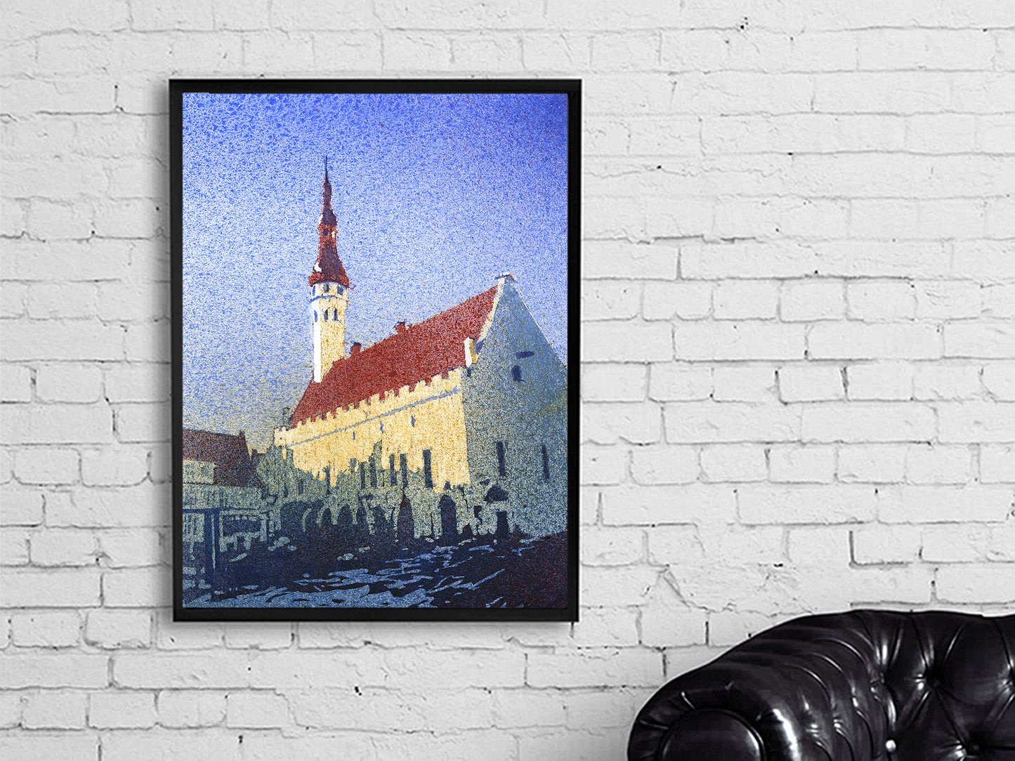 Tallinn Estonia City Hall watercolor cityscape painting, colorful wall art travel essentials handmade item unique travel gift gicee (print)