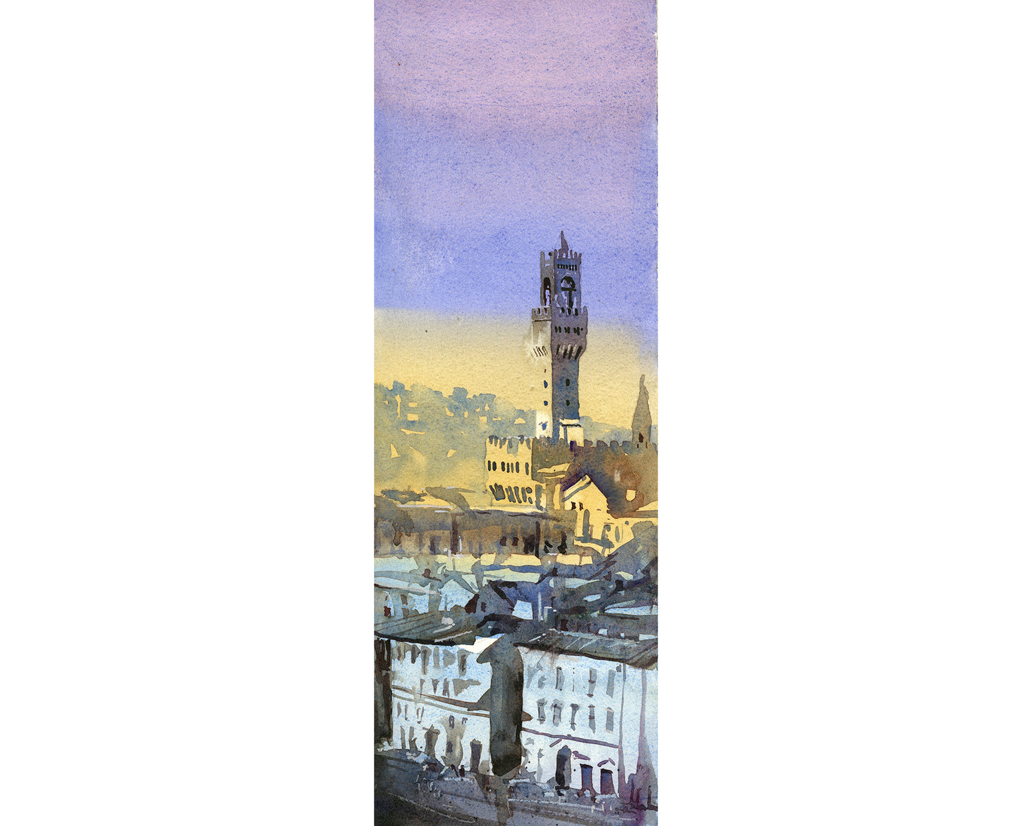 Palazzo Vecchio in the medieval city of Florence, Italy. Watercolor painting Firenze Italy fine art (original)