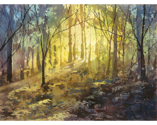 Watercolor landscape painting art for walls sunset artwork trending now  housewarming gift (original)