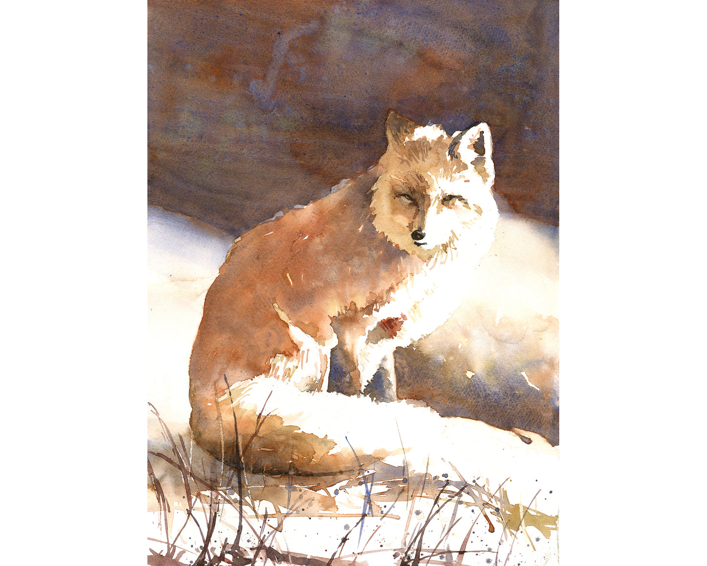 Watercolor painting Fox animal wildlife decor art for house mammal painting handmade item interior wall artwork (original)