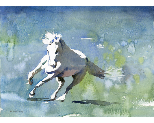 Horse watercolor painting equine artwork housewarming gift colorful home decor (print)