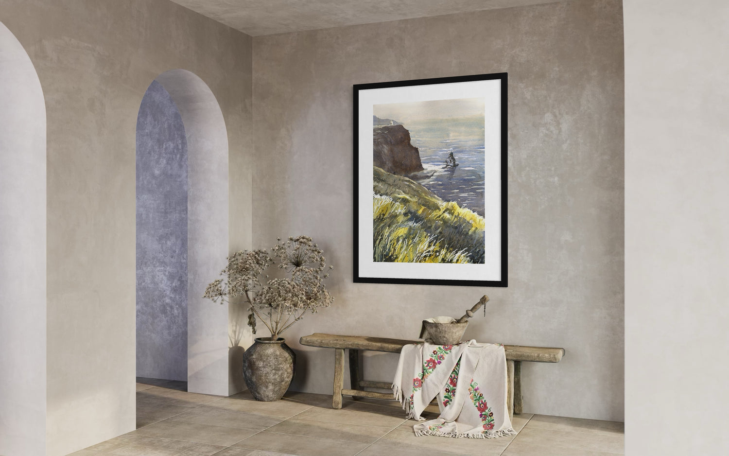 Irish seascape painting of the Cliffs of Moher for interior design and travel inspiration