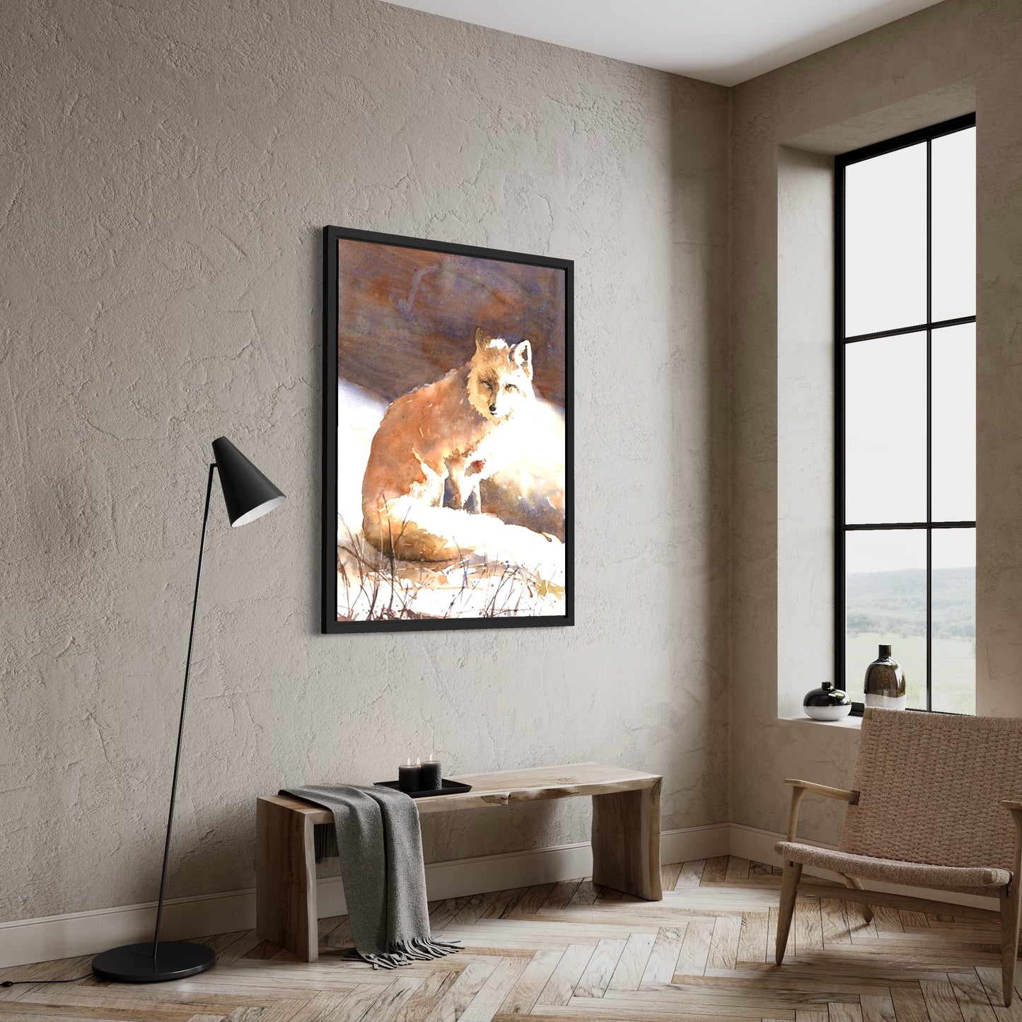 Watercolor painting Fox animal wildlife decor art for house mammal painting handmade item interior wall artwork (original)