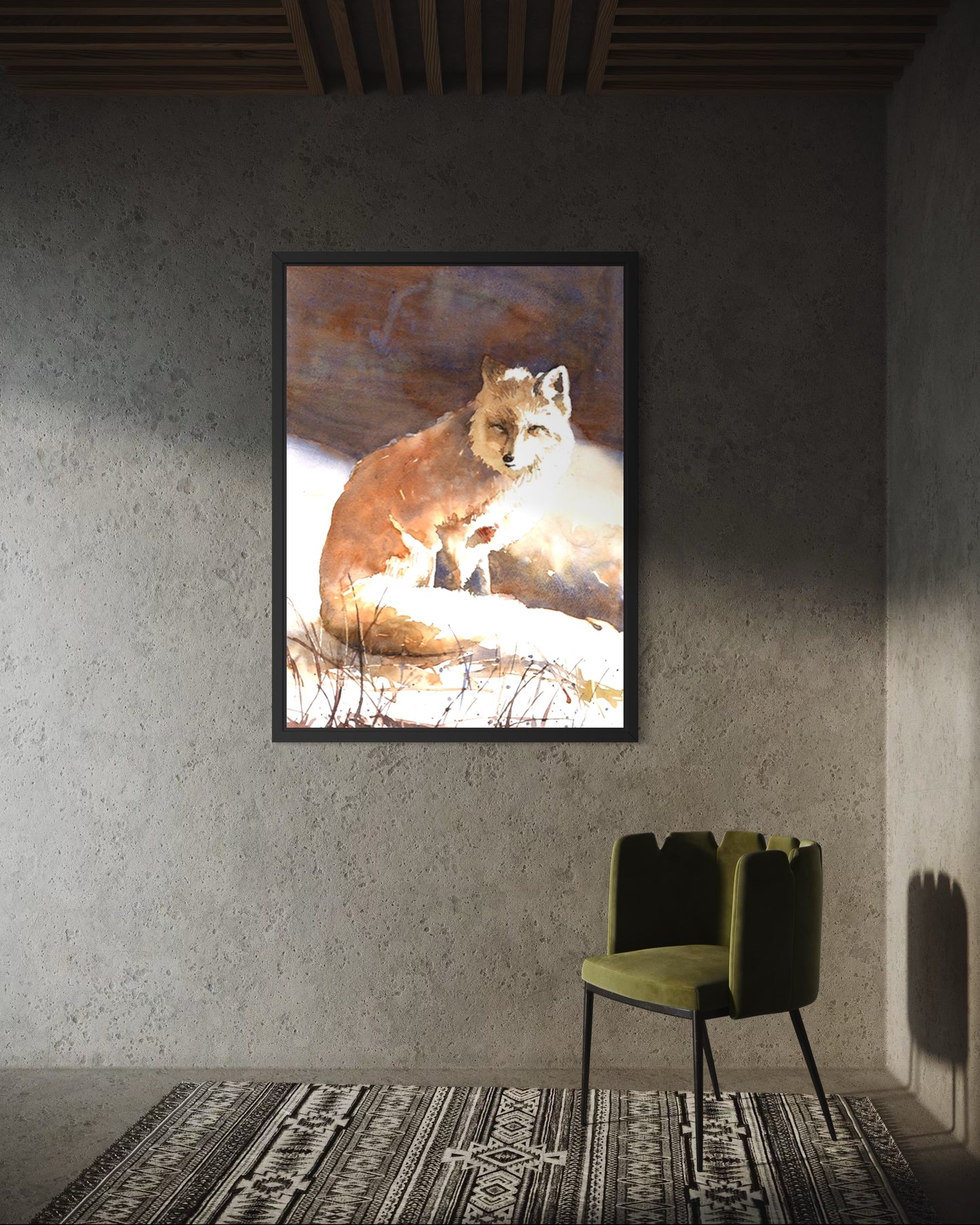 Watercolor painting Fox animal wildlife decor art for house mammal painting handmade item interior wall artwork (original)