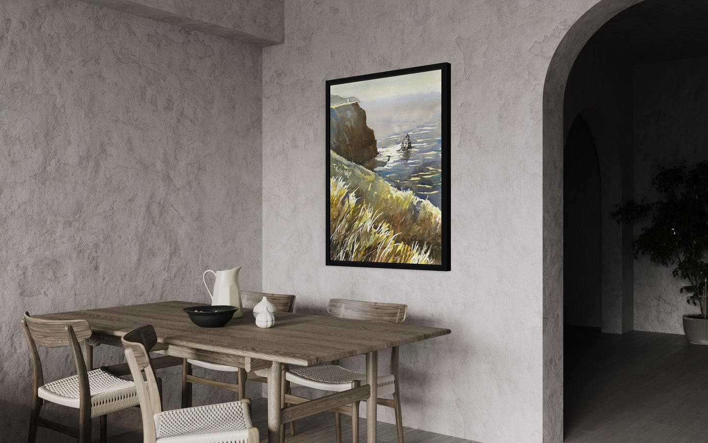 Colorful watercolor painting Cliffs of Moher Ireland landscape colorful travel home decor handmade item interior design unframed travel item (print)