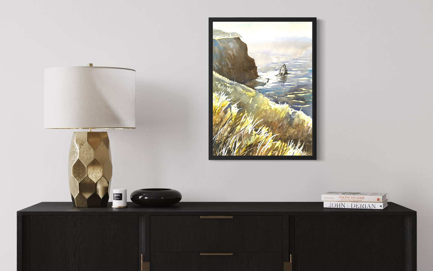 Colorful watercolor painting Cliffs of Moher Ireland landscape colorful travel home decor handmade item interior design unframed travel item (original)