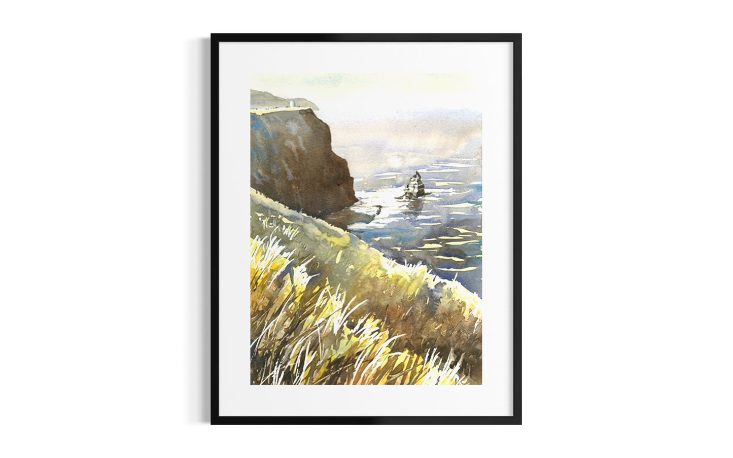 Colorful watercolor painting Cliffs of Moher Ireland landscape colorful travel home decor handmade item interior design unframed travel item (original)