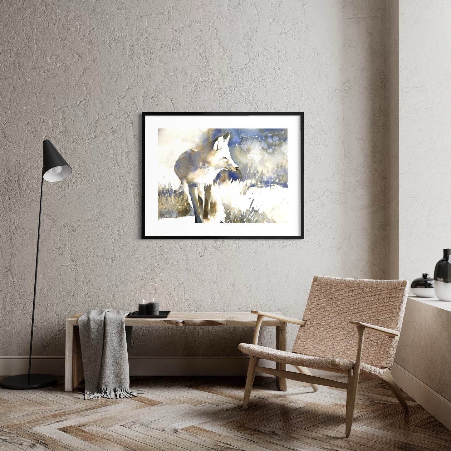 Watercolor painting Fox animal wildlife decor art for house mammal painting handmade item interior design kids room  wall artwork