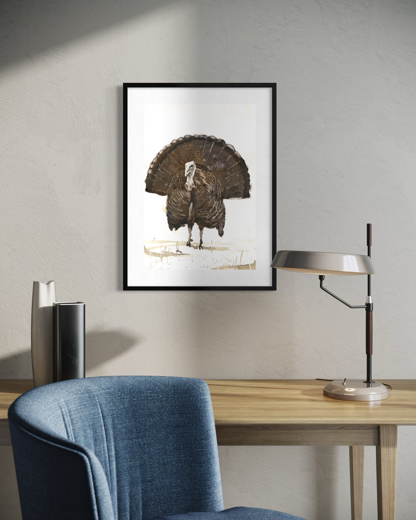 Watercolor painting of Turkey Thanksgiving dinner barnyard animals kids room decor art for house wildlife painting (original)