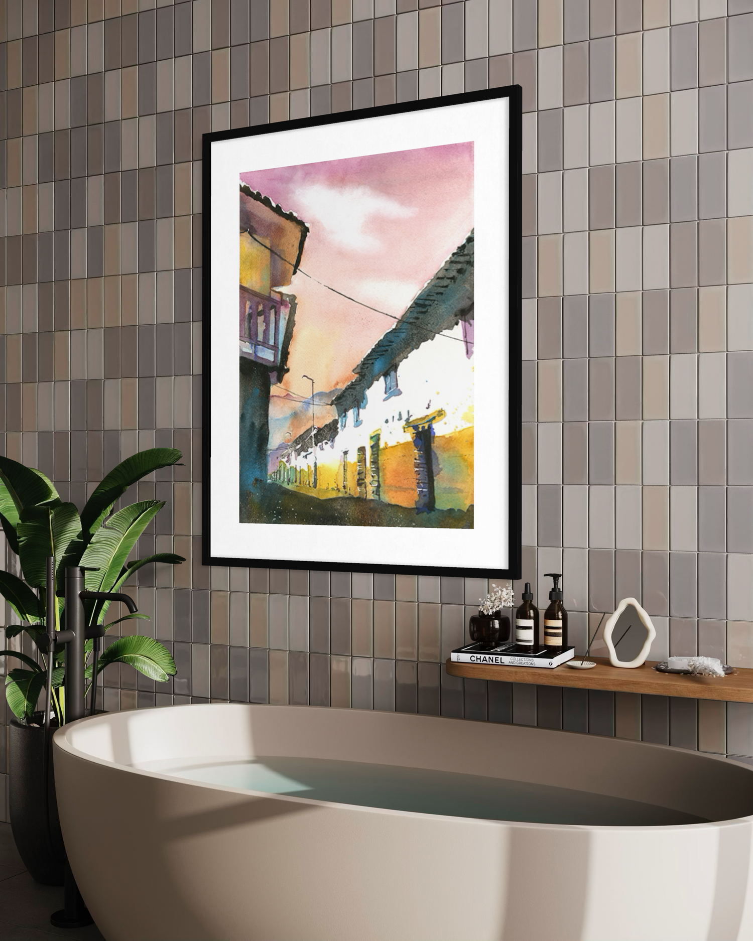 Peru architecture Sacred Valley street handmade item Cusco Machu Picchu travel essential colorful cityscape artwork (original)