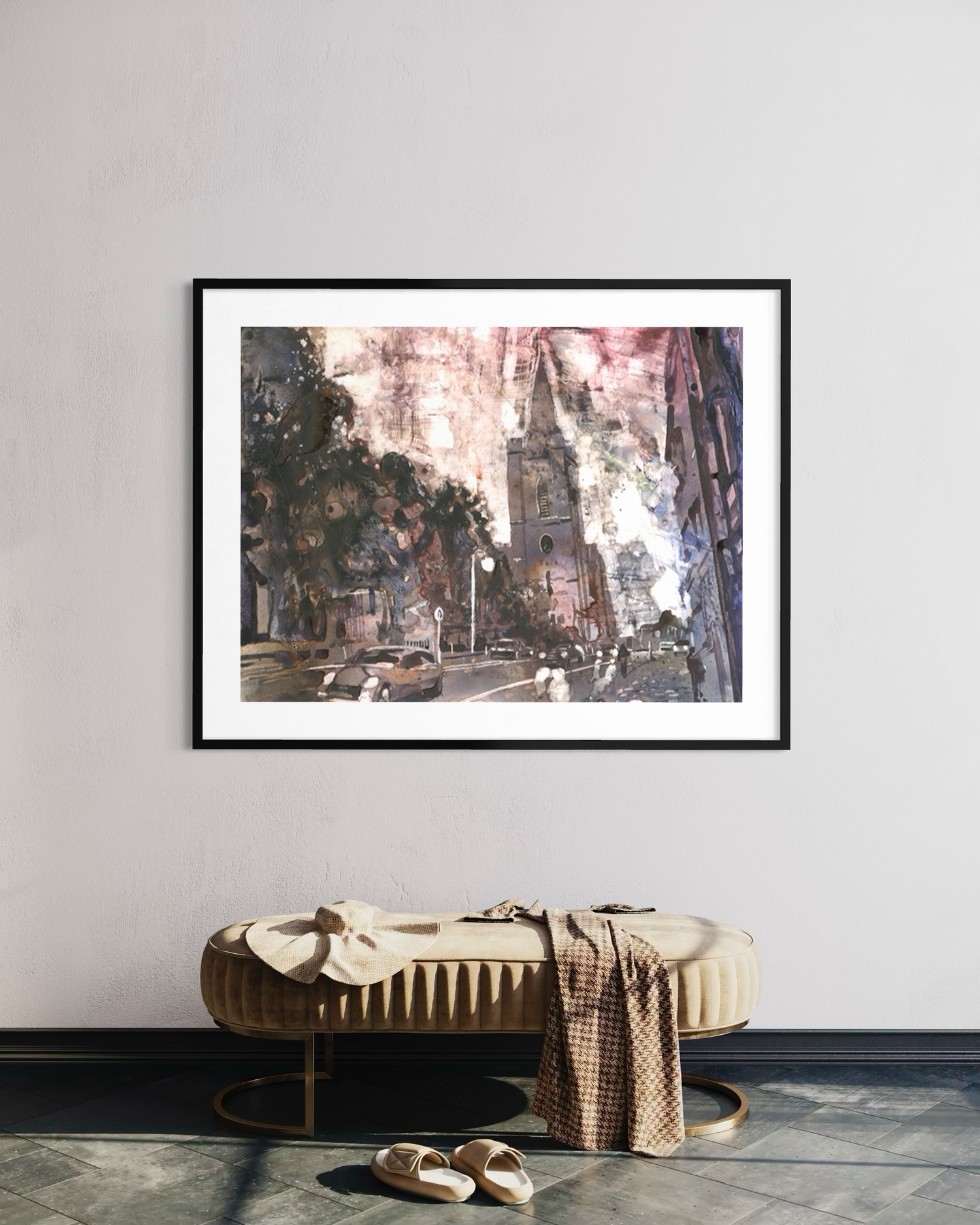 St. Patricks Cathedral Dublin Ireland colorful watercolor painting Europe cityscape art for house travel essentials (original)