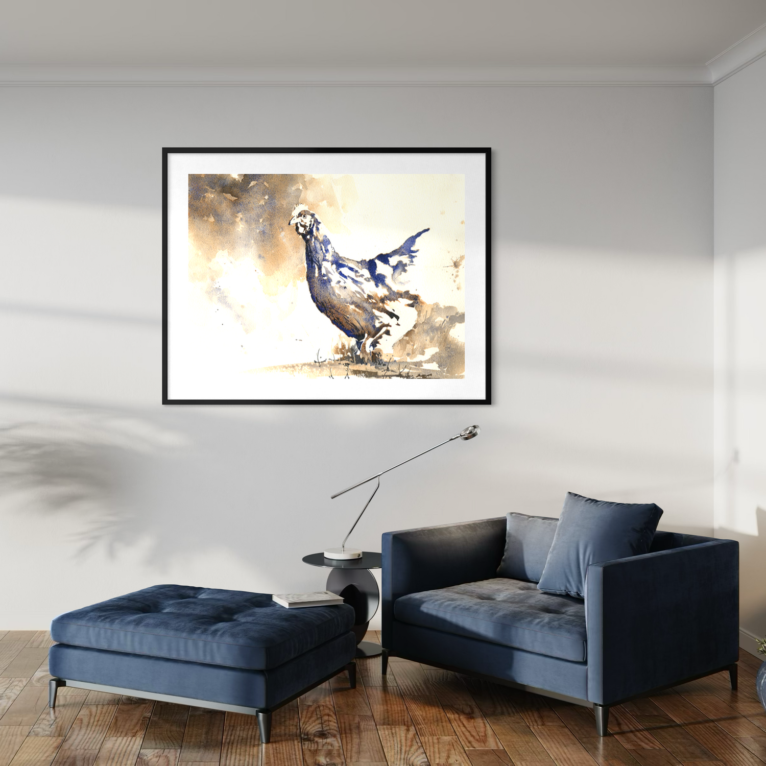 Hand painted watercolor chicken barnyard bird rustic country home decor