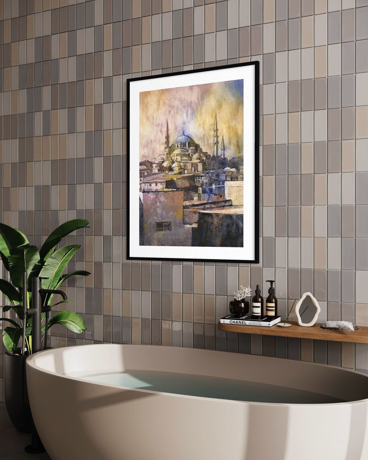 Hagia Sofia Turkey colorful watercolor landscape painting sunset home decor Turkish artwork Islamic Christian church architecture handmade item (original)