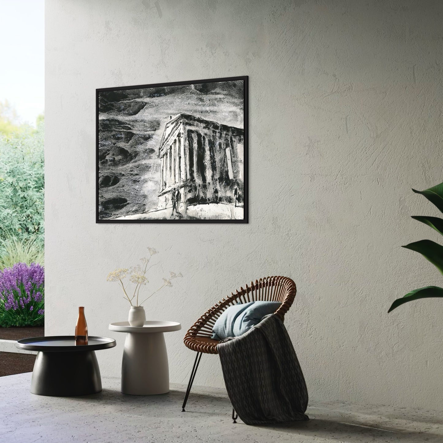 Roman ruins Garni Armenia archeology historical site landscape Armenia BW home decor (original)