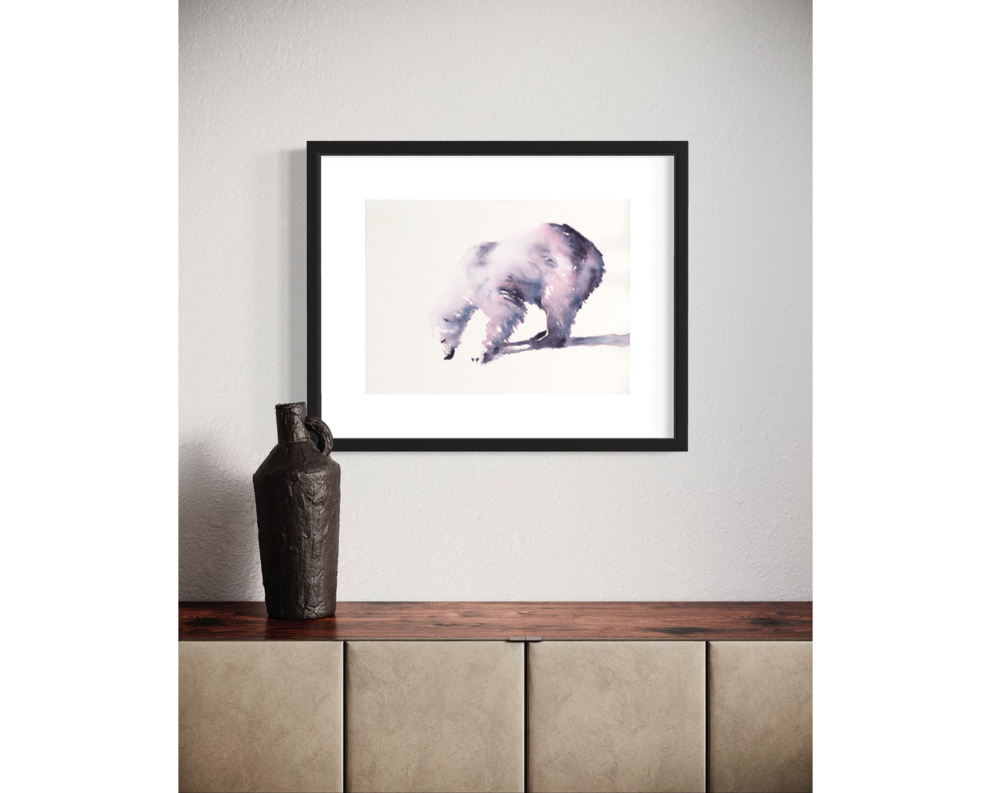 Watercolor painting polar bear colorful home decor, trendy wall art kids room painting artic animal fine art giclee (print)