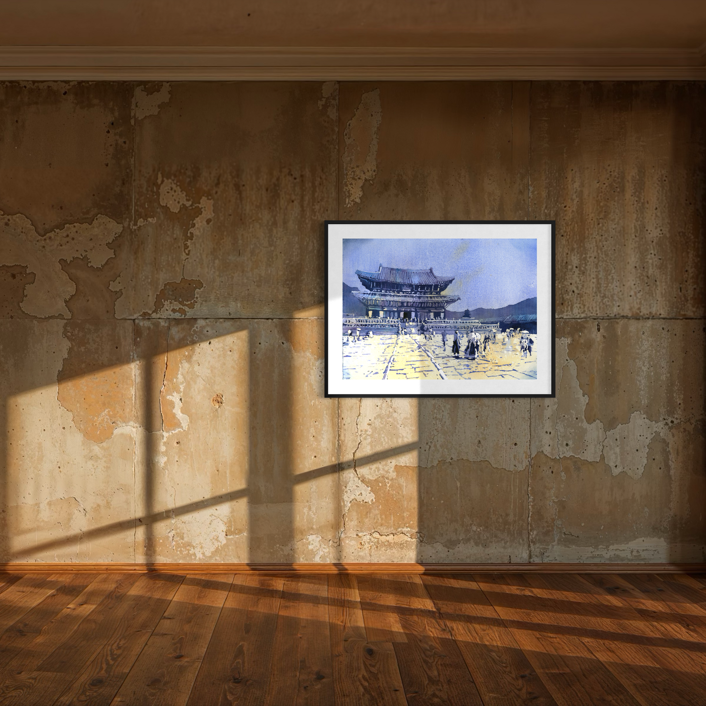 Soul Korea Gyeongbokgung Palace watercolor landscape fine art painting Asian architecture handmade item travel essentials Korean (original)