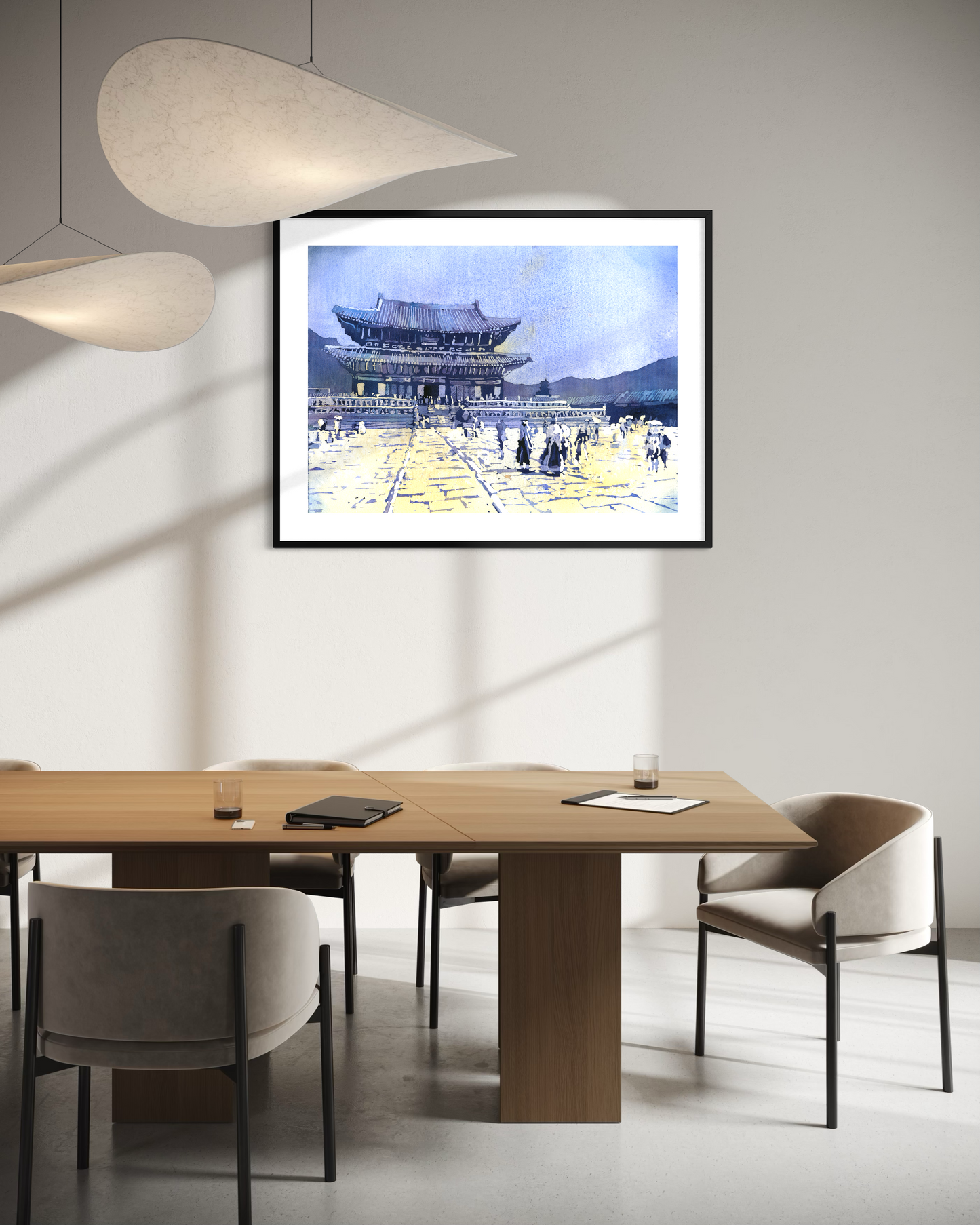 Soul Korea Gyeongbokgung Palace watercolor landscape fine art painting Asian architecture handmade item travel essentials Korean (original)