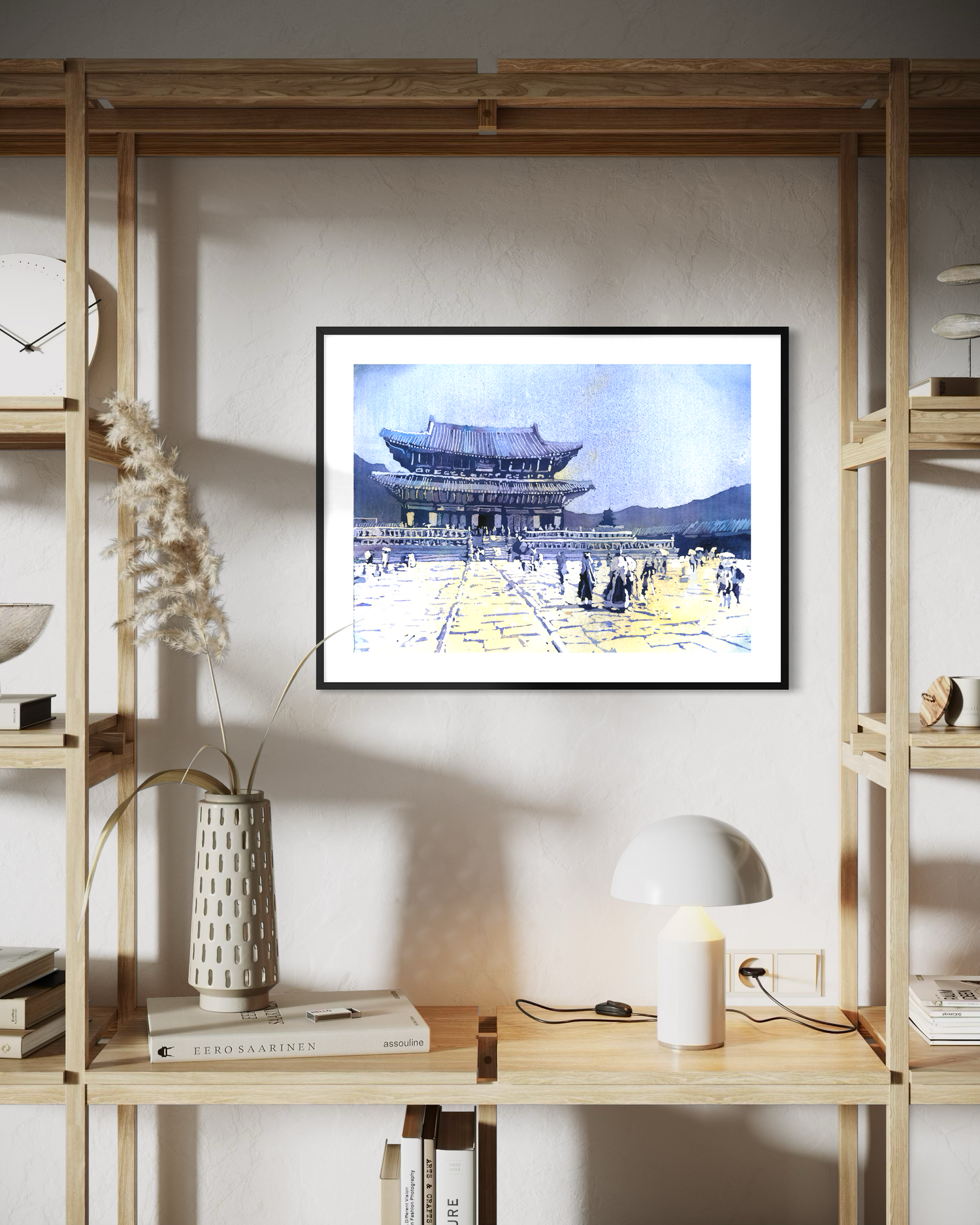 Soul Korea Gyeongbokgung Palace watercolor landscape fine art painting Asian architecture handmade item travel essentials Korean (original)