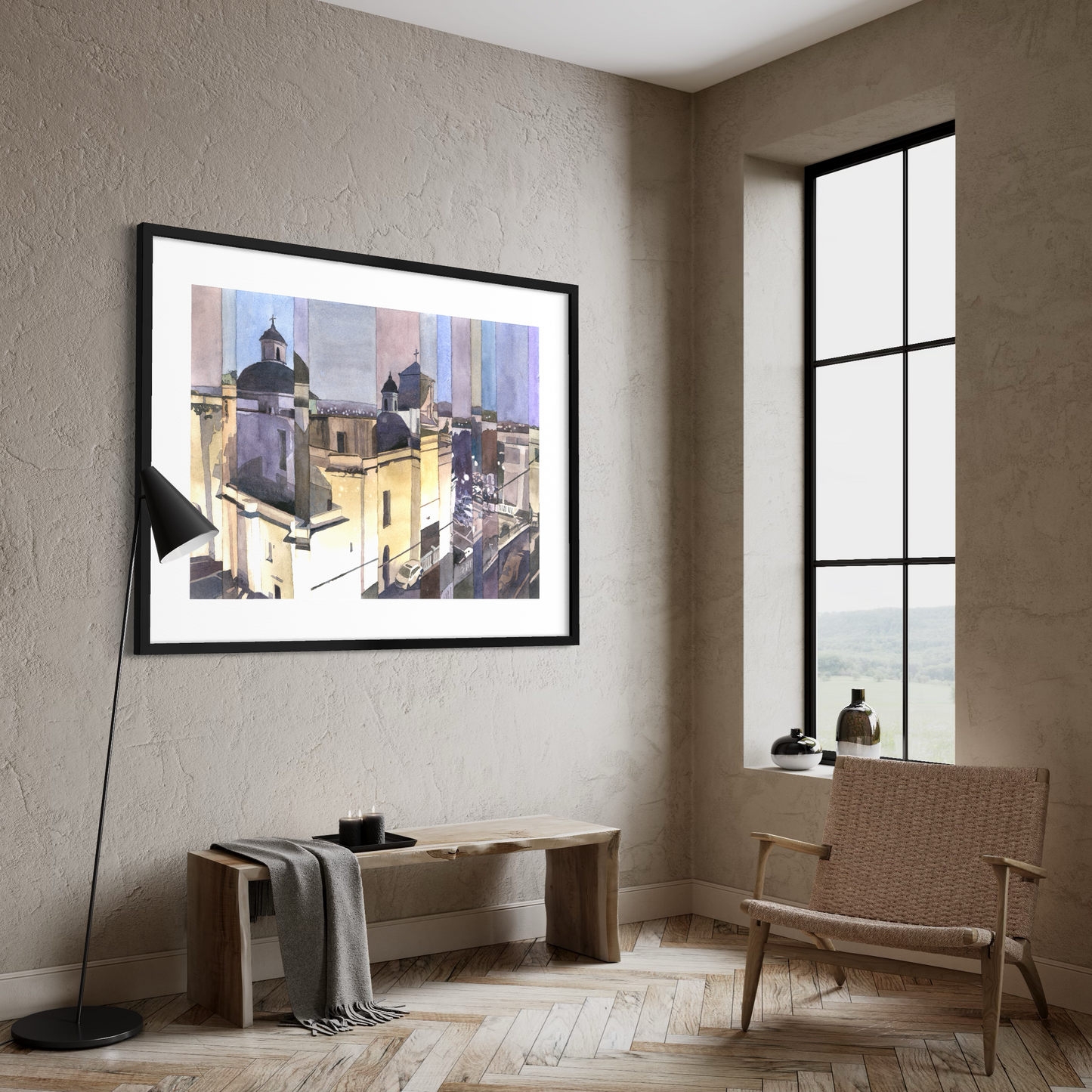 Catedral Basilica Menor de San Juan Bautista watercolor painting Puerto Rico architecture travel essentials Caribbean island art for house decor (original)
