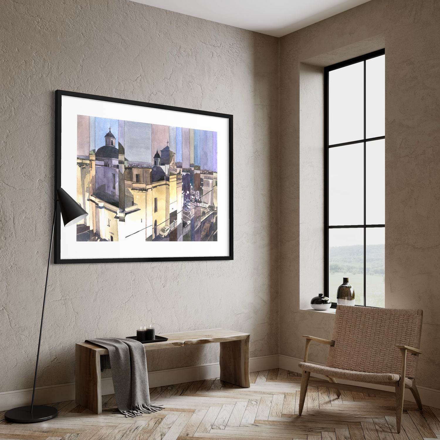 Catedral Basilica Menor de San Juan Bautista watercolor painting Puerto Rico architecture travel essentials Caribbean island art for house decor (original)