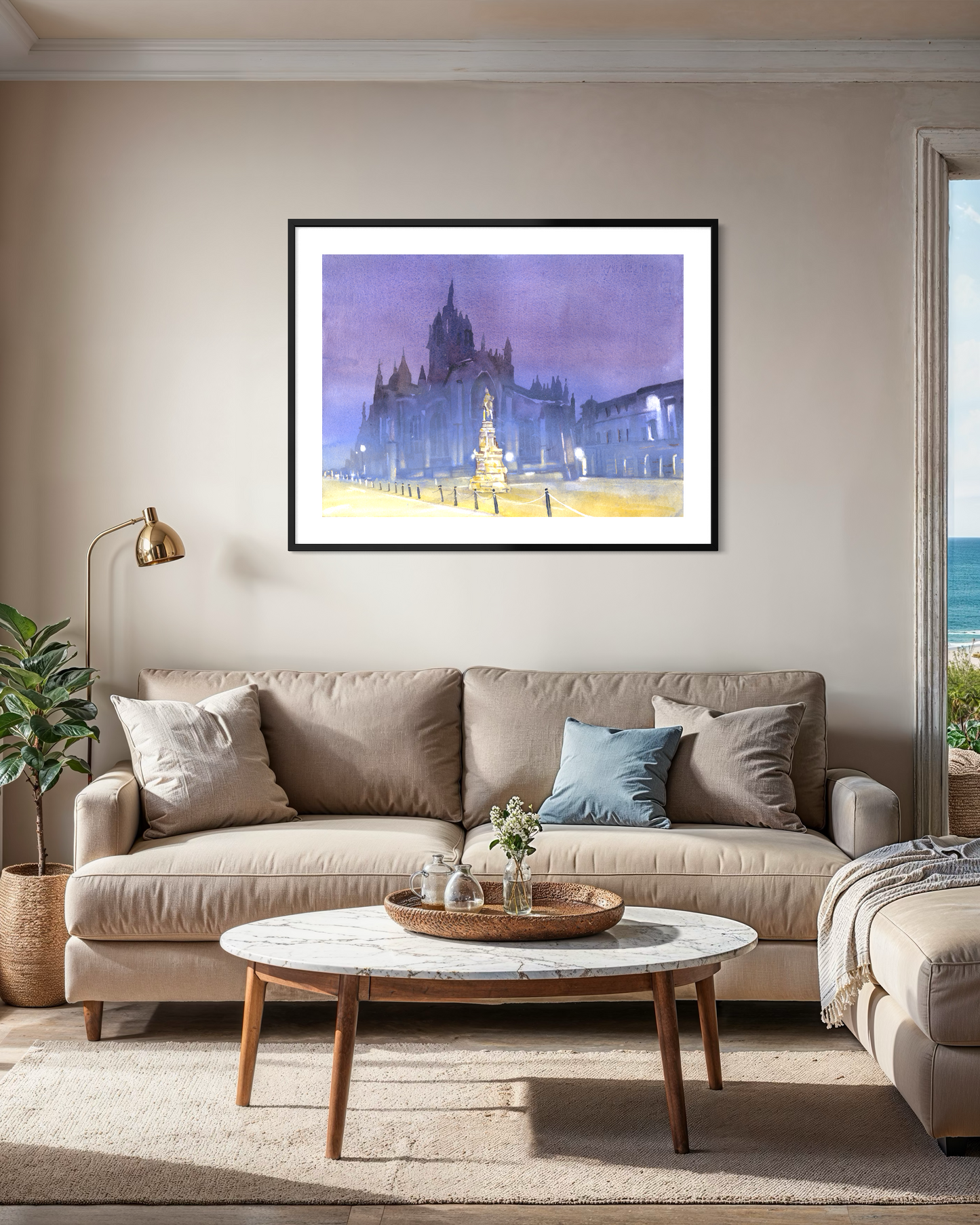 Edinburgh Scotland St. Giles Cathedral Royal Mile architecture watercolor cityscape building art for house medieval travel decor (original)