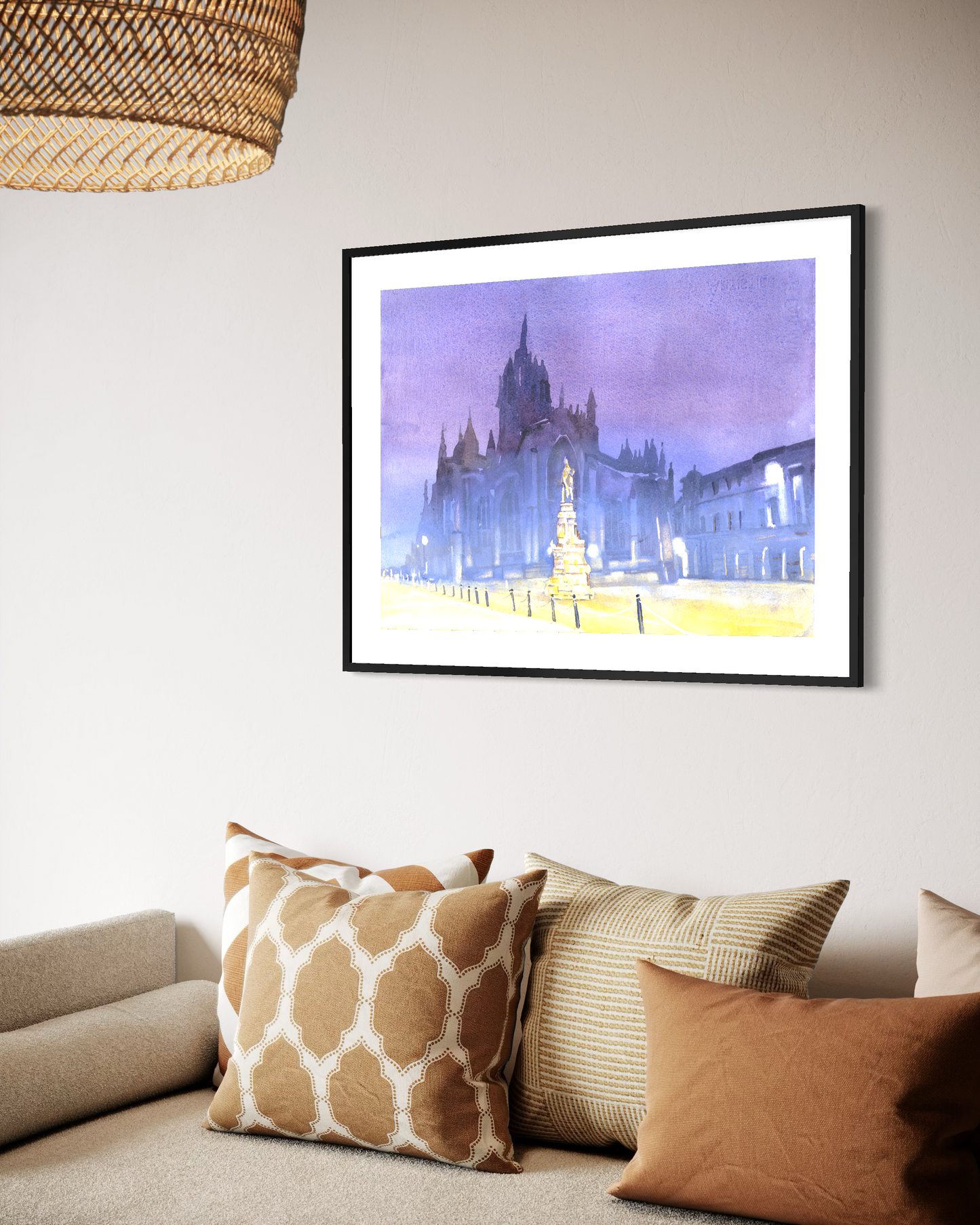 Edinburgh Scotland St. Giles Cathedral Royal Mile architecture watercolor cityscape building art for house medieval travel decor (original)