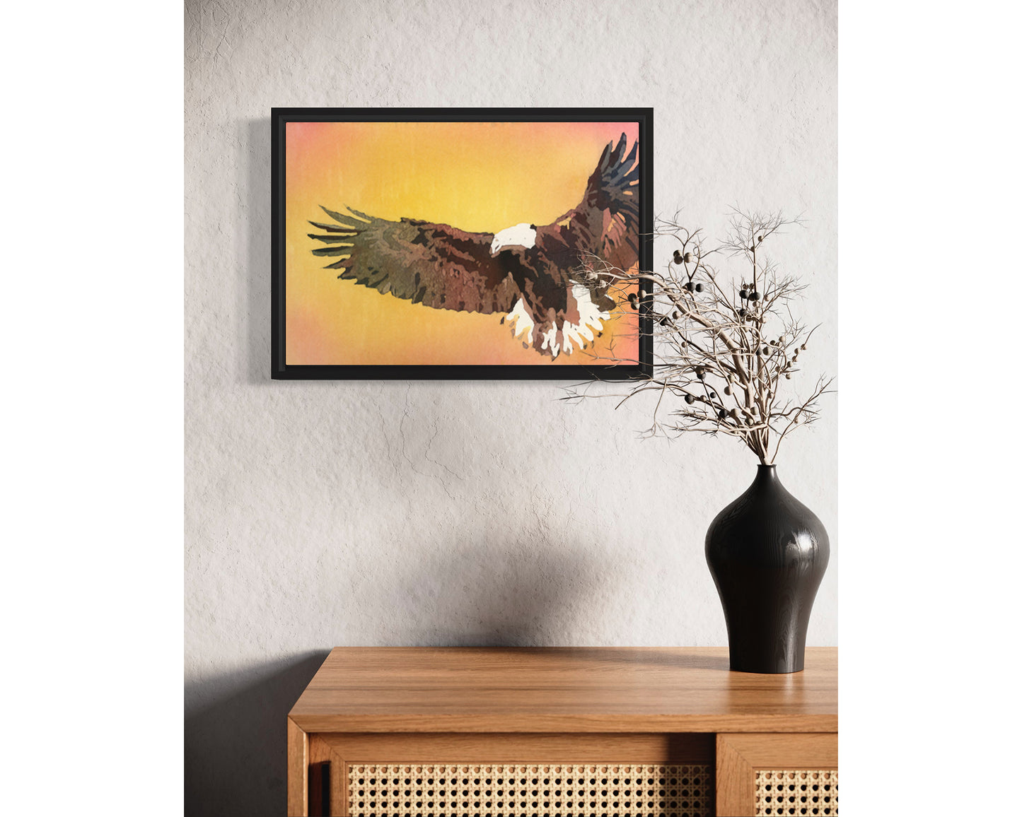 Colorful wildlife painting kids room art bald eagle interior design watercolor painting trendy wall art sunset painting