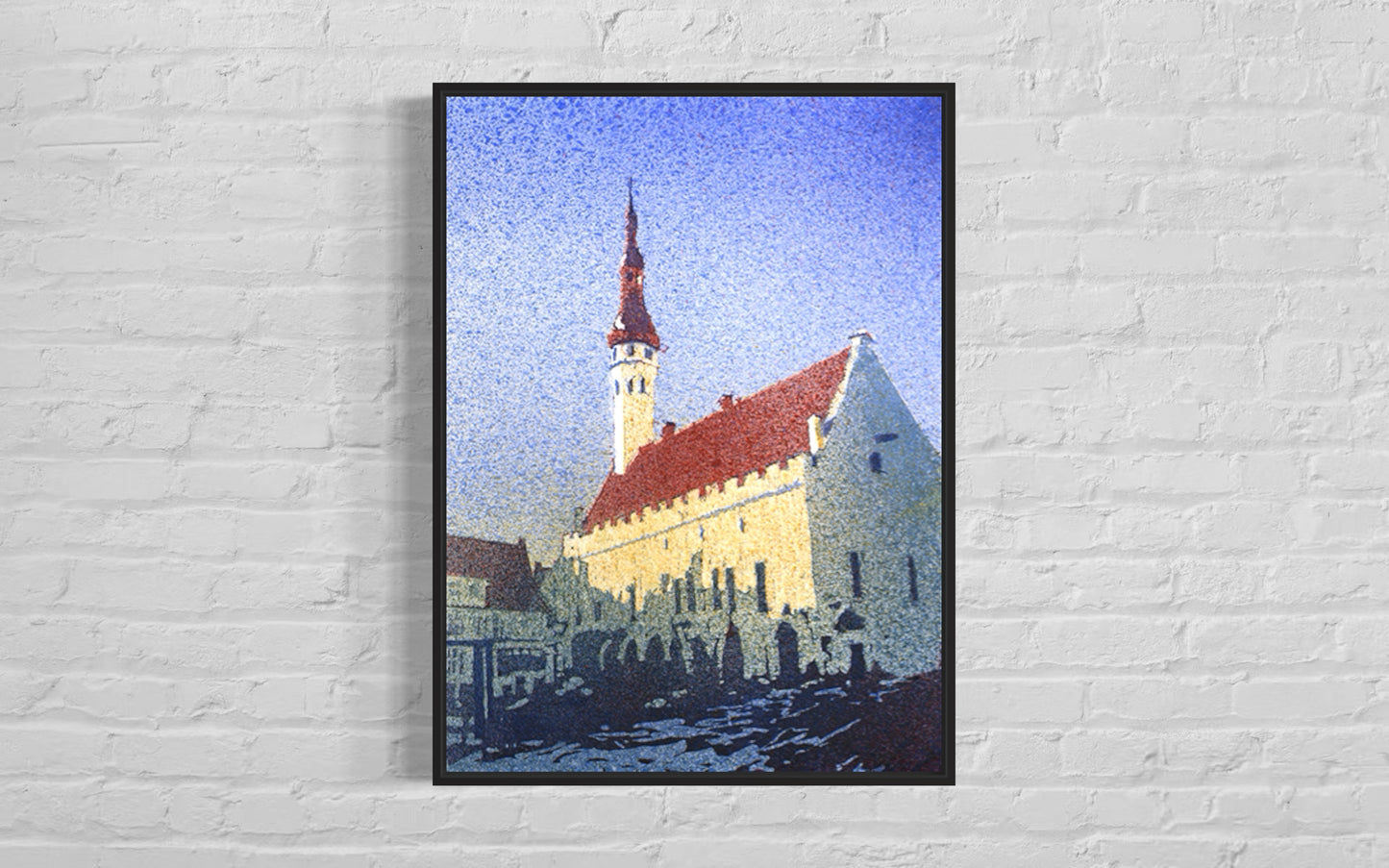 Tallinn Estonia City Hall watercolor cityscape painting, colorful wall art travel essentials handmade item unique travel gift gicee (print)