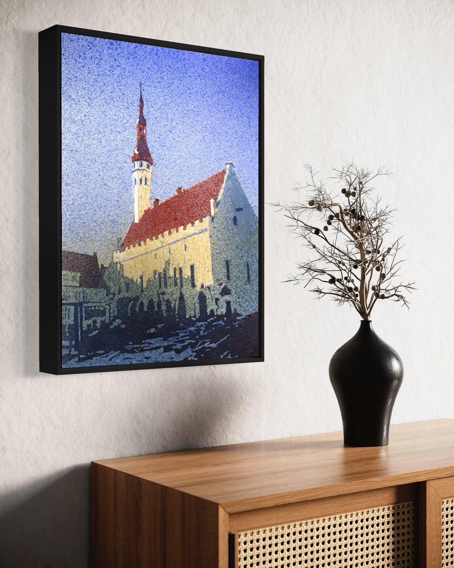 Tallinn Estonia City Hall watercolor cityscape painting, colorful wall art travel essentials handmade item unique travel gift gicee (print)