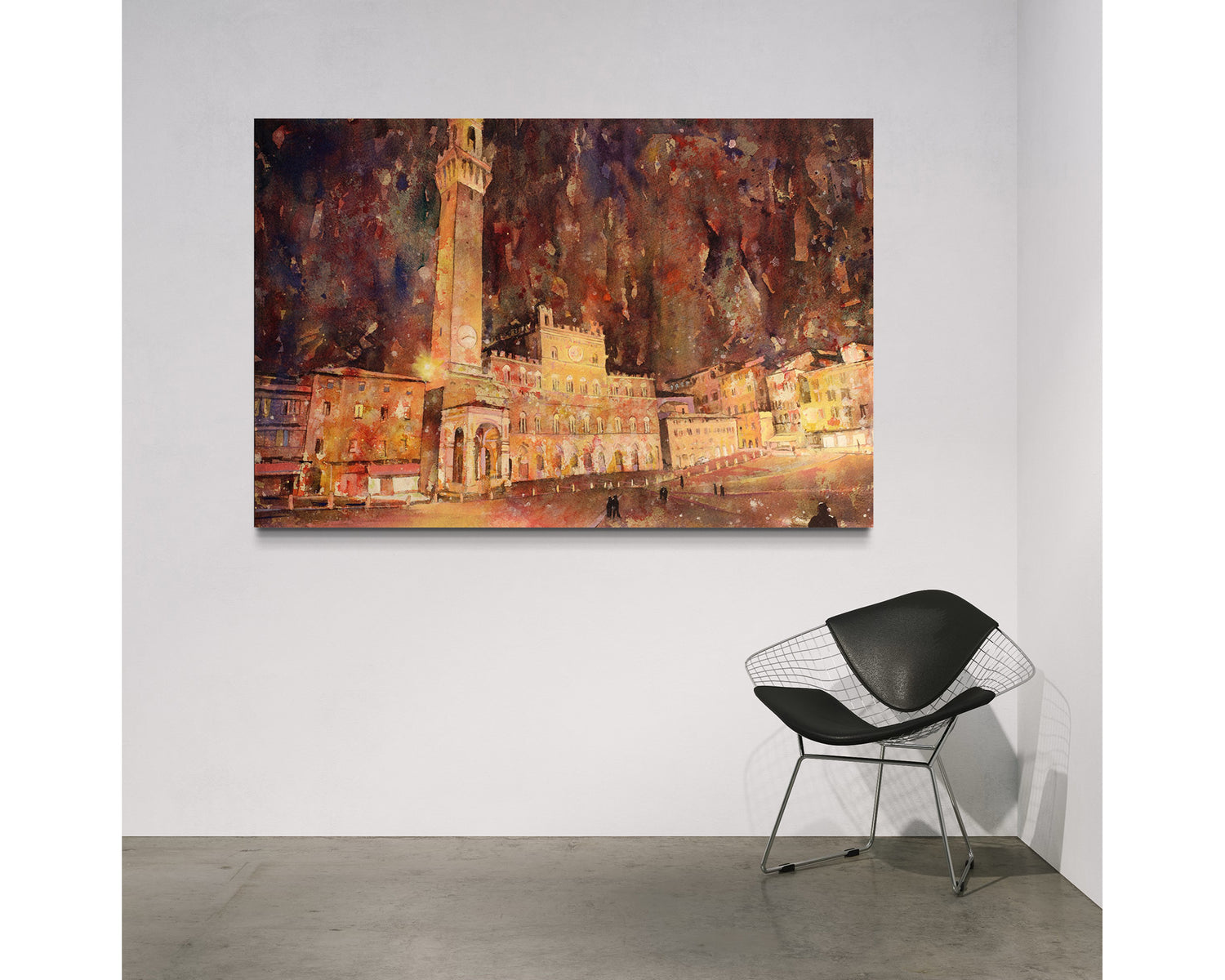 Siena Italy Watercolor Painting – Piazza del Campo Fine Art Print
