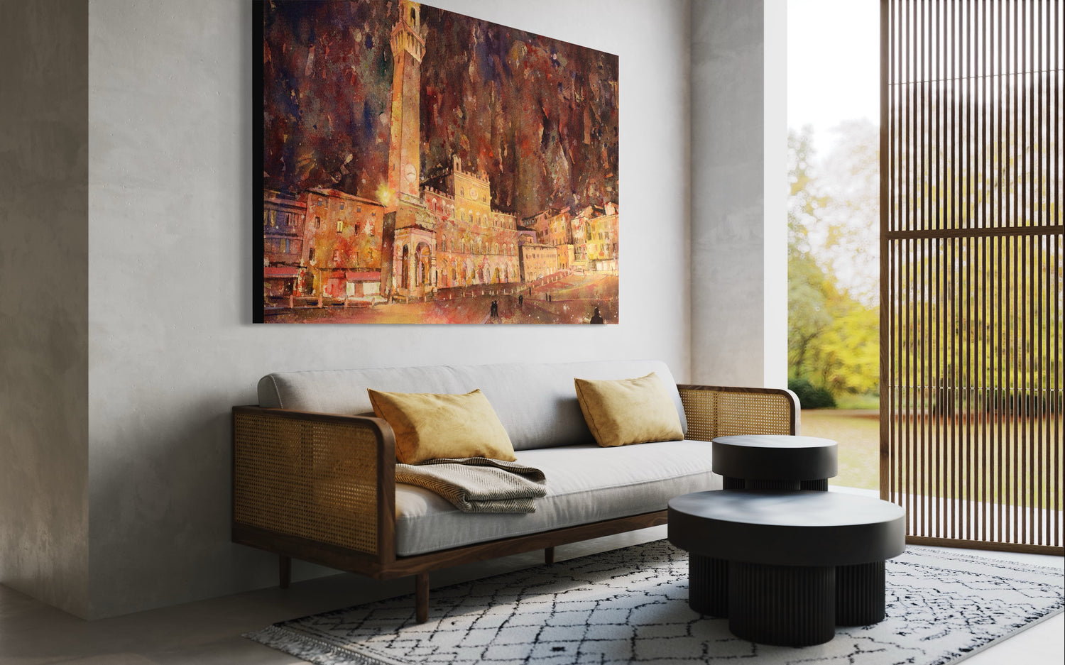 Siena Italy Watercolor Painting – Piazza del Campo Fine Art Print