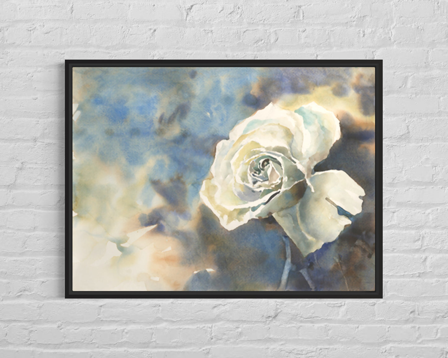 Floral painting rose watercolor landscape, flower home decor trendy wall art handmade item colorful  artwork art for house