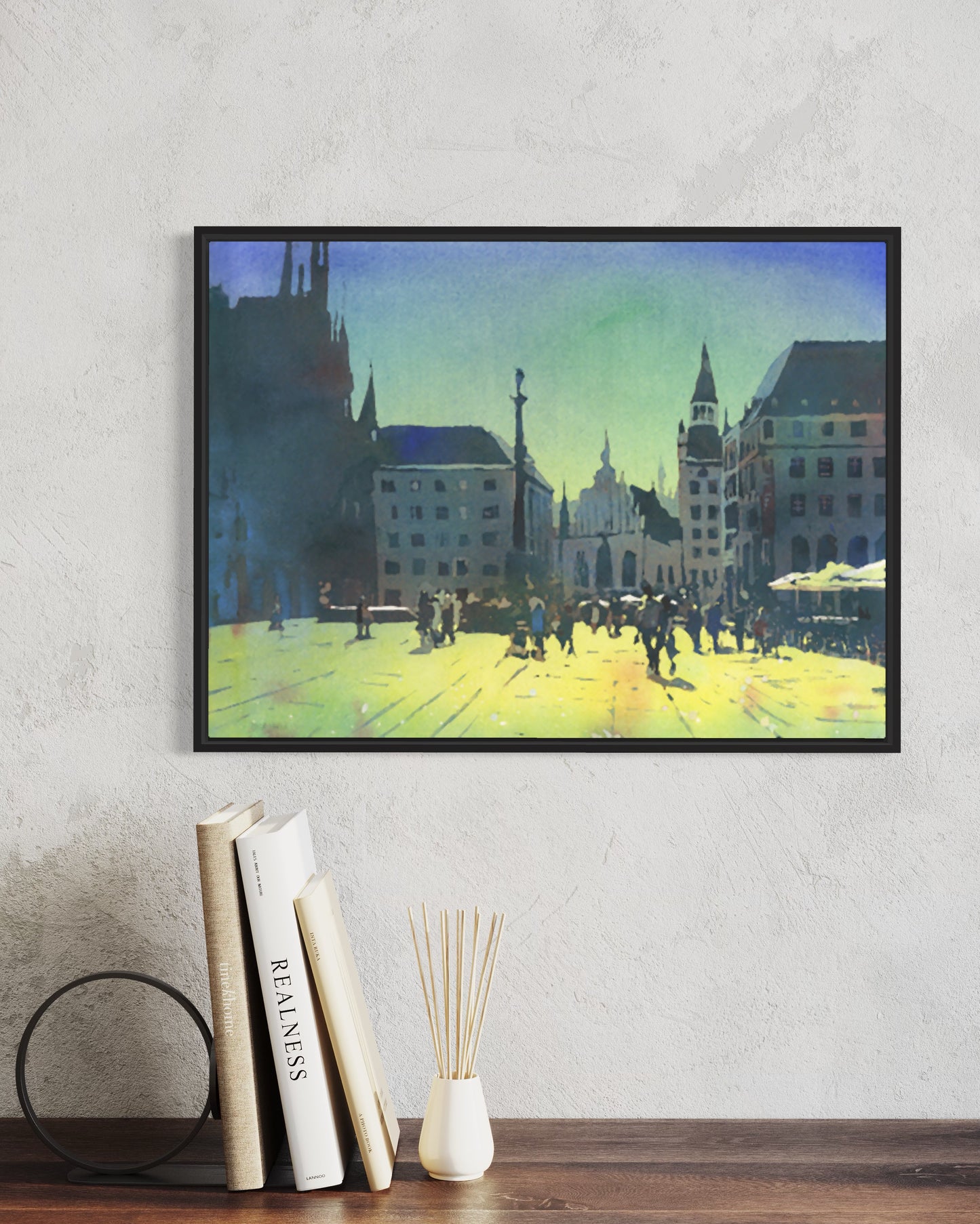 Munich Germany skyline colorful watercolor painting, giclee home decor Europe print wall watercolor travel essentials gift for house (print)