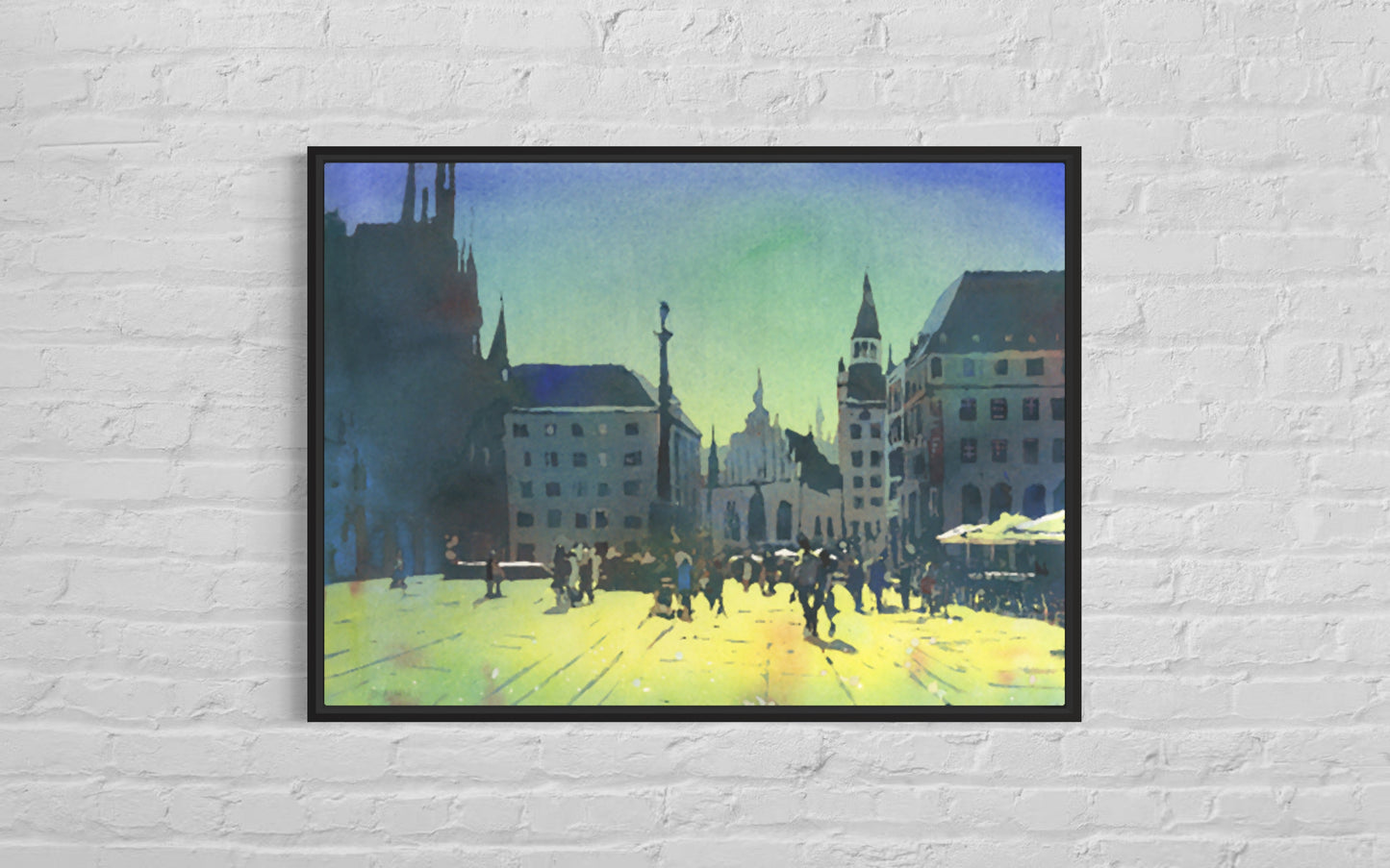Munich Germany skyline colorful watercolor painting, home decor Europe print wall watercolor travel essentials gift for house (original)