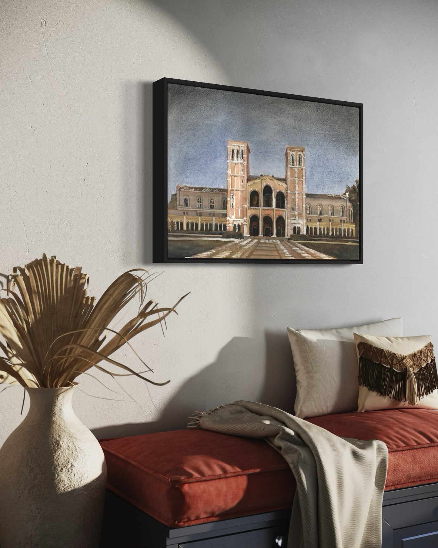 Royce Hall on the UCLA campus.  Watercolor painting Royce Hall UCLA artwork Bruins Los Angeles (print)